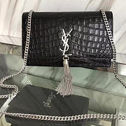YSL Monogram Kate Sliver Tassel In Embossed Cocodile Shiny Leather 5033 - 1