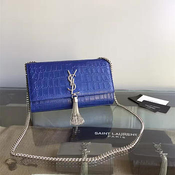 YSL Monogram Kate Gold Tassel In Embossed Crocodile Shiny Leather 5041