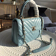 Chanel Top Handle Bag Trendy CC Chervon In Blue Size 25 cm - 3