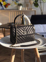 Chanel Top Handle Bag Trendy CC Chervon In Black Size 25 cm - 5
