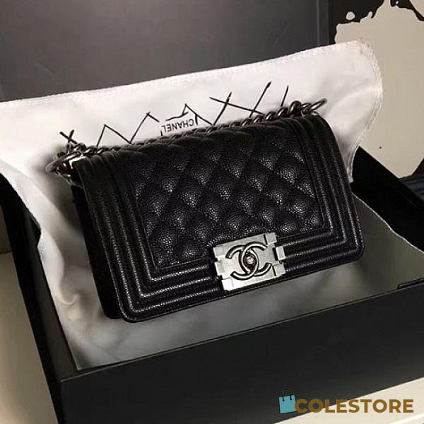 Chanel Small Quilted Caviar Boy Bag Black Silver A13043 VS03258 - 1