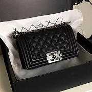 Chanel Small Quilted Caviar Boy Bag Black Silver A13043 VS03258 - 1