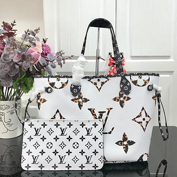 CohotBag lv neverfull medium size handbag big white letter