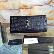 YSL Monogram Kate Clutch In Embossed Crocodile Shiny Leather 4963 - 1