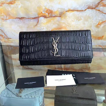 YSL Monogram Kate Clutch In Embossed Crocodile Shiny Leather 4963