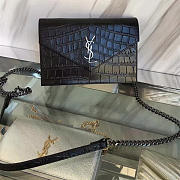 YSL Monogram Kate Crocodile Embossed Shiny Leather 5029 - 1