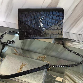 YSL Monogram Kate Crocodile Embossed Shiny Leather 5029