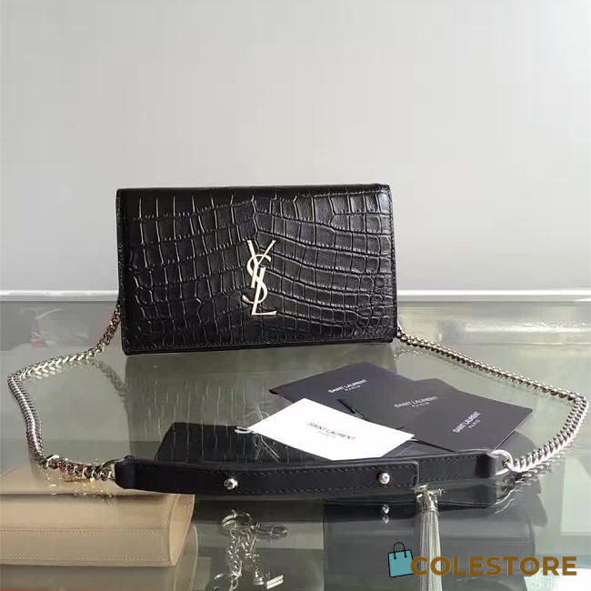 YSL Monogram Kate Crocodile Embossed Shiny Leather 5028 - 1