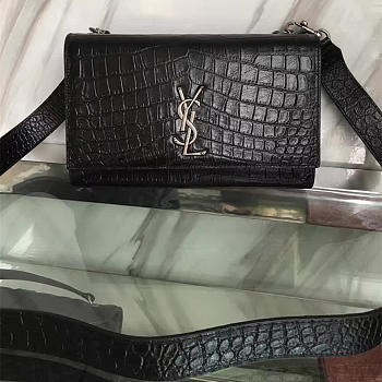 YSL Monogram Kate Crocodile Embossed Shiny Leather 5023