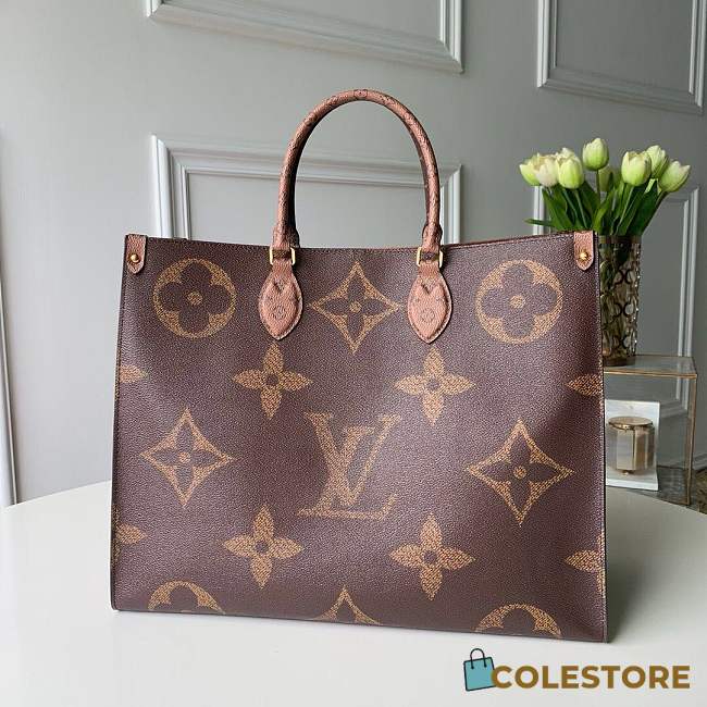 Louis Vuitton Monogram Giant Onthego Tote Bag Black And Khaki - 1