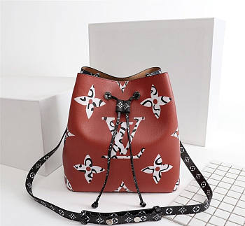 Louis Vuitton Trendy Bucket Bag Brown Red and Dark Blue M44021 