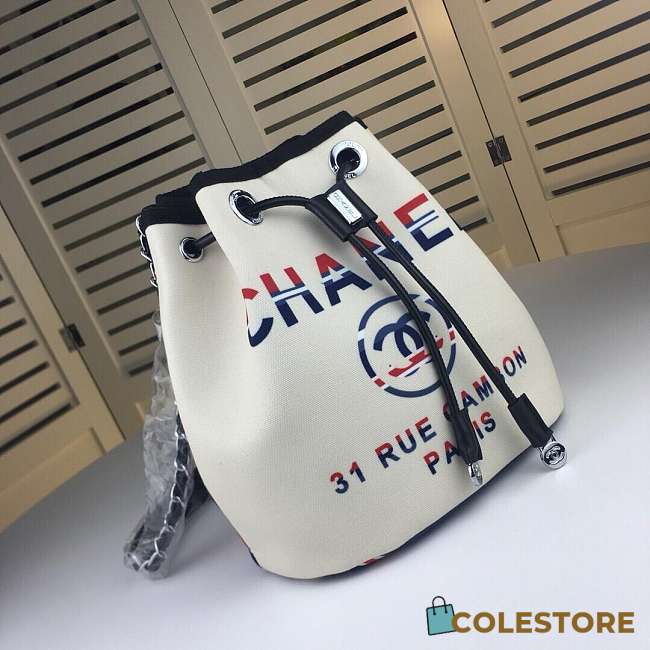 Chanel Canvas Bucket Bag White - 1