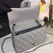 Chanel Classic Grey Caviar Leather Sliver&Gold Hardware 20cm Gray - 3