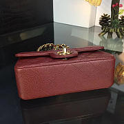 Chanel Classic Burgundy Caviar Leather Sliver&Gold Hardware 20cm Red - 2