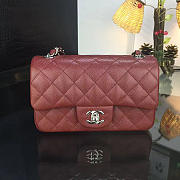 Chanel Classic Burgundy Caviar Leather Sliver&Gold Hardware 20cm Red - 3