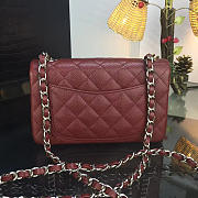 Chanel Classic Burgundy Caviar Leather Sliver&Gold Hardware 20cm Red - 4