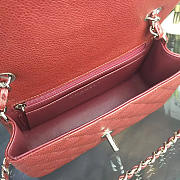 Chanel Classic Burgundy Caviar Leather Sliver&Gold Hardware 20cm Red - 5