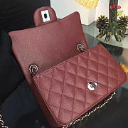 Chanel Classic Burgundy Caviar Leather Sliver&Gold Hardware 20cm Red - 6