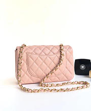 Chanel Classic Flap Bag Caviar Leather Sliver&Gold Hardware 20cm Pink - 2