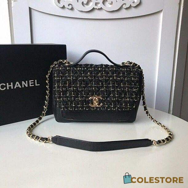 Chanel Leather Flap Bag Black Length 23cm Gold - 1