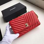 Chanel Lamb Skin V-Type Chain Bag In Red - 5