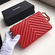 Chanel Lamb Skin V-Type Chain Bag In Red - 3