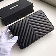 Chanel Lamb Skin V-Type Chain Bag Black - 3