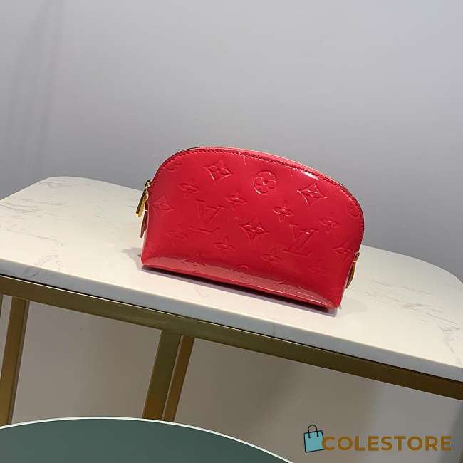 Louis Vuitton Red Rose Cosmetic Bag Embossed Leather  - 1