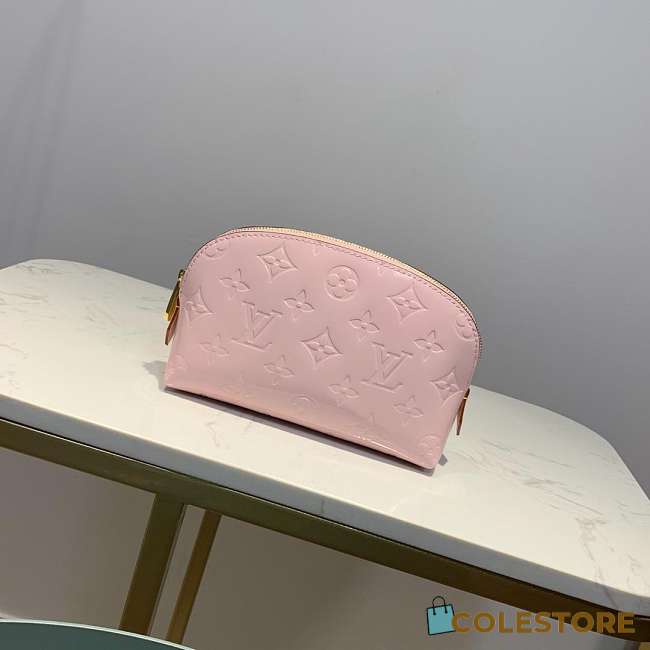 Louis Vuitton Pink Cosmetic Bag Embossed Leather - 1