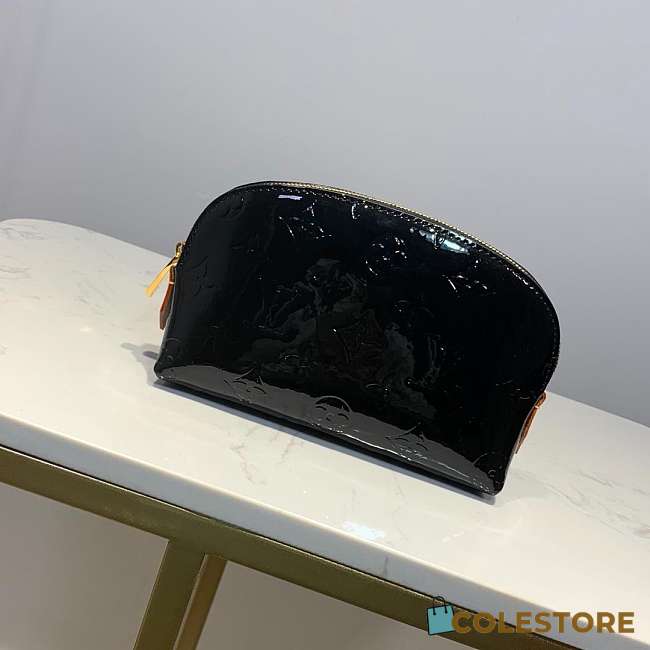 Louis Vuitton Black Cosmetic Bag Embossed Leather - 1