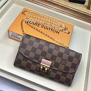 Louis Vuitton Croisette Wallet Damier Canvas Wallet Detachable Metal Chain Ponk - 1