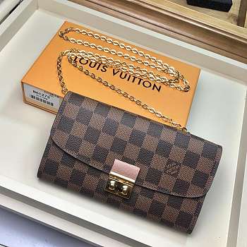 Louis Vuitton Croisette Wallet Damier Canvas Wallet Detachable Metal Chain Ponk