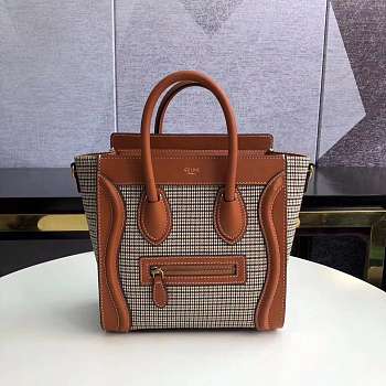 Celine Nano Luggage Bag In Tweed And Smooth Calfskin