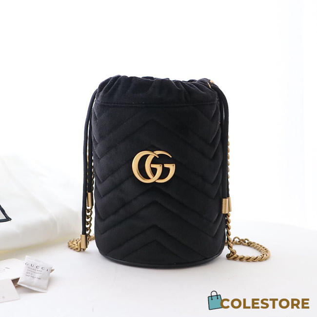 Gucci Black Gg Marmont Gold Vuckle Leather - 1