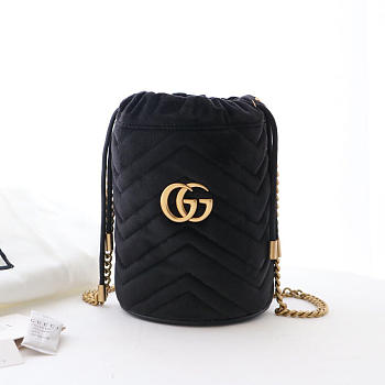 Gucci Black Gg Marmont Gold Vuckle Leather
