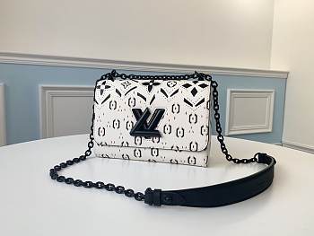 Louis Vuitton Twist Limited Edition Lock Black White Graphite Print Wallet Chain Multicolor Cowhide Leather 