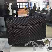 Chanel Lambskin Chevron Quilted 30cm Flap Black Bag - 6