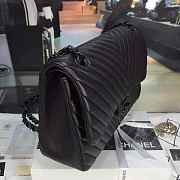 Chanel Lambskin Chevron Quilted 30cm Flap Black Bag - 4
