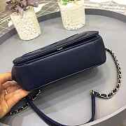 Chanel New Sheepskin Small Square Bag Dark Blue - 5