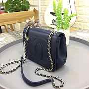 Chanel New Sheepskin Small Square Bag Dark Blue - 3