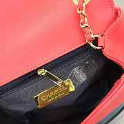Chanel New Sheepskin Small Square Bag In Red - 4