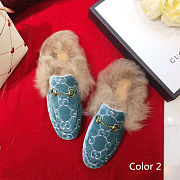 Colestore Gucci Rabbit Fur Flat Slippers - 6