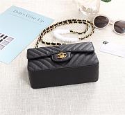 Chanel Classic Flap Bag Caviar Leather Sliver&Gold Hardware 20cm Black - 3