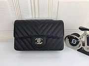 Chanel Classic Flap Bag Caviar Leather Sliver&Gold Hardware 20cm Black - 6