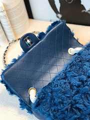 Chanel New Style Lamb Hair Flip Bag Dark Blue - 2