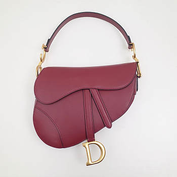 Dior Saddle Bag Original Leather Rose Red M0446