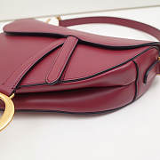Dior Saddle Bag Original Leather Rose Red M0446 - 4