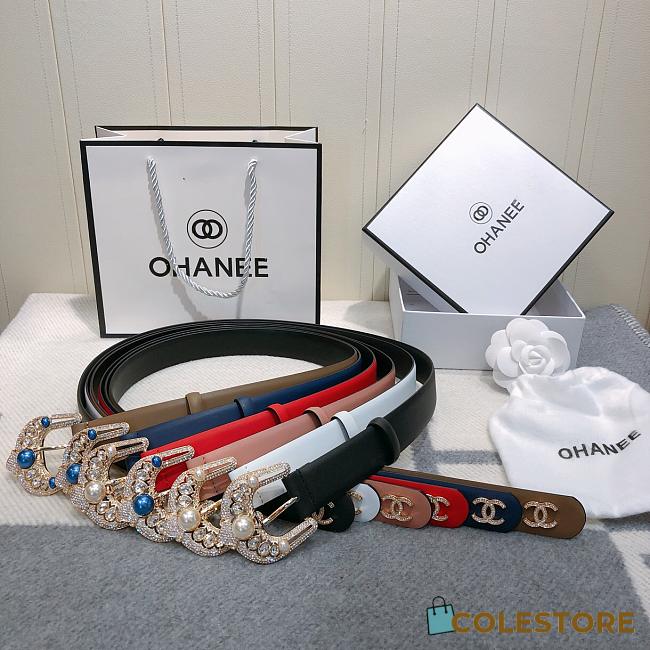 Chanel New Plain Weave Leather Soft Belt - 1