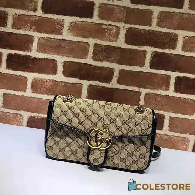 Gucci GG Marmont Small Shoulder Beige Ebony - 1