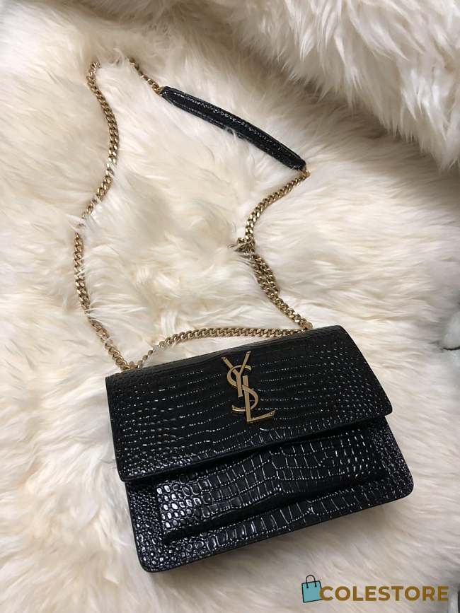 YSL Monogram Kate In Embossed Crocodile Shiny - 1